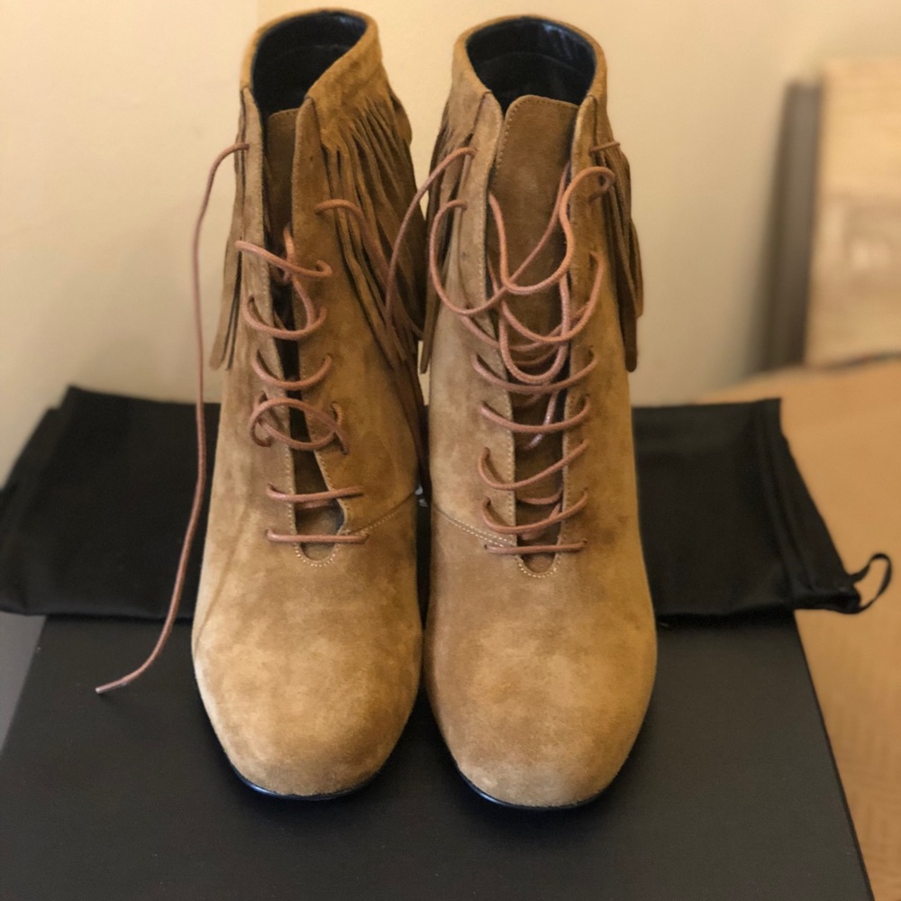 Saint Laurent Babies Fringed Suede Booties
